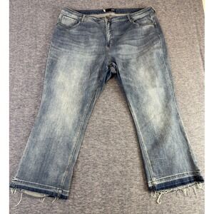 Kut From The Kloth Kelsey Fab Ab Ankle Flare Jeans Womens 22W Blue Raw Hem